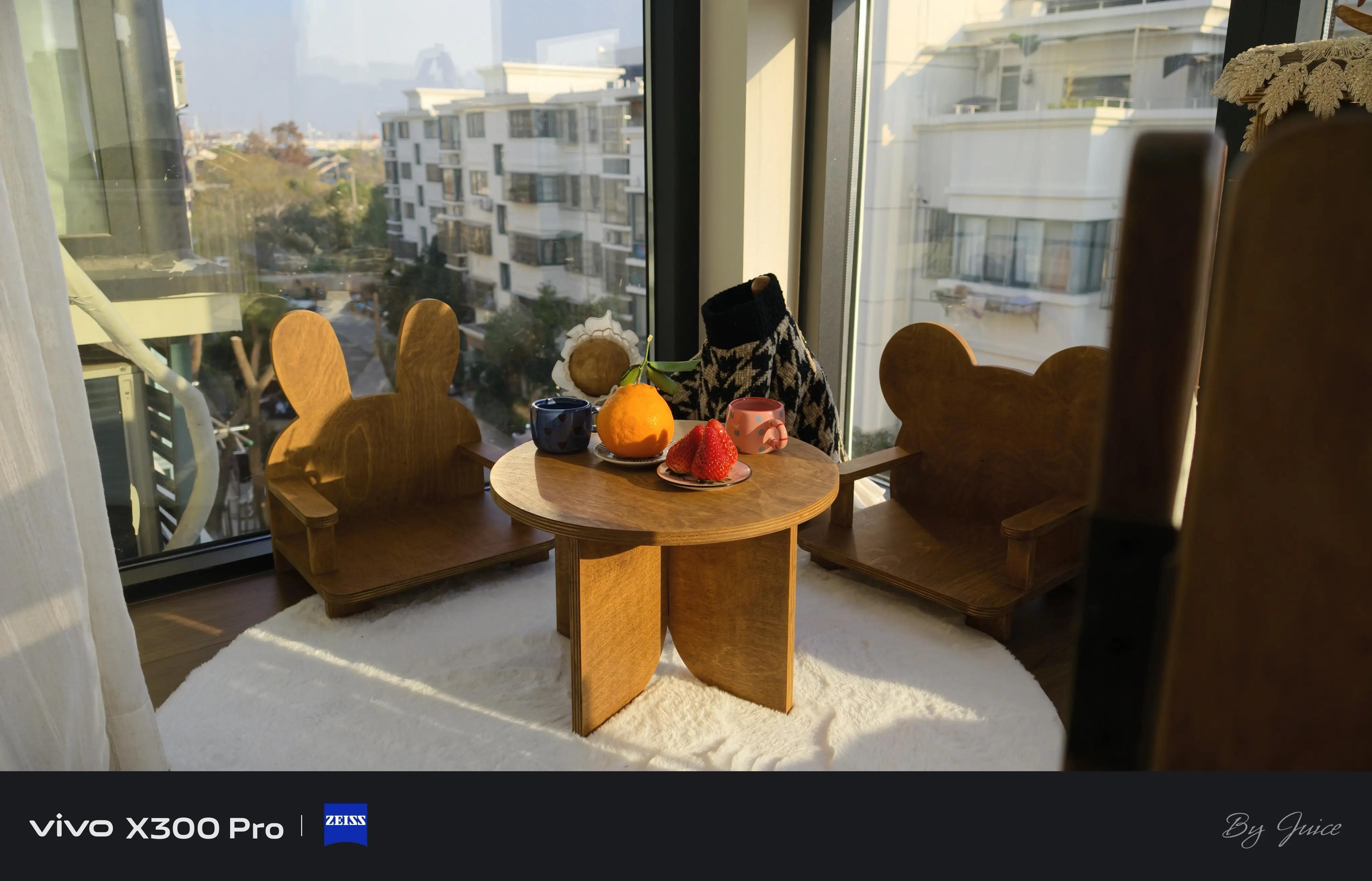 wooden pet furniture decoration in a customer's home - Vintage Round Pet Side Table and Mini Chair Set